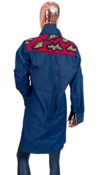 AFRS 1223 ( ANKARA & DENIM) shirt dress La Mode Afrique AFRS 1223 ( ANKARA & DENIM) shirt dress La Mode Afrique
