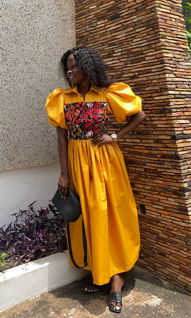 Midi dress - yellow La Mode Afrique Midi dress - yellow La Mode Afrique