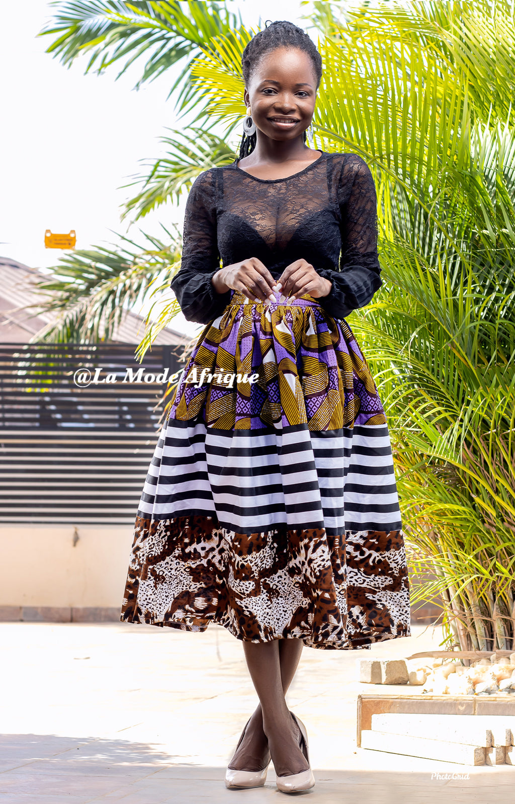 African print skirt, Mid-length Ankara skirt, Flare Ankara skirt by fas -  Afrikrea