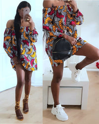 aseda-ben - AFRICAN PRINT OFF SHOULDER DRESS- ADAEZE