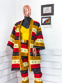 Ensemble kimono et pantalon imprimé tribal