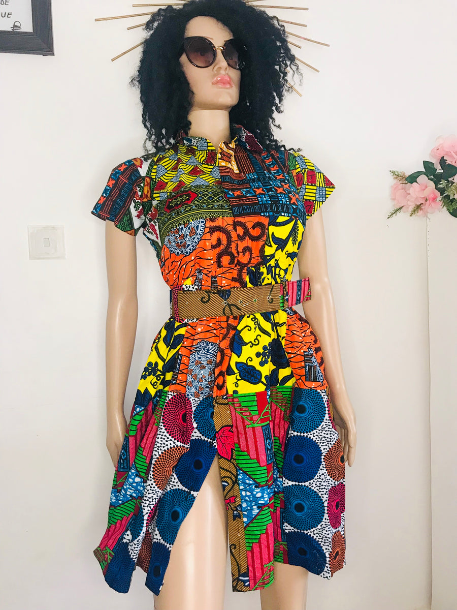 PATCHY SHIRT DRESS – La Mode Afrique